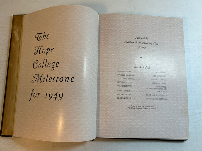 1949 "Milestone" Hope College Yearbook Holland, MI HC