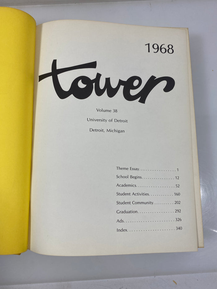 1968 "Tower" University of Detroit Yearbook Detroit, MI HC
