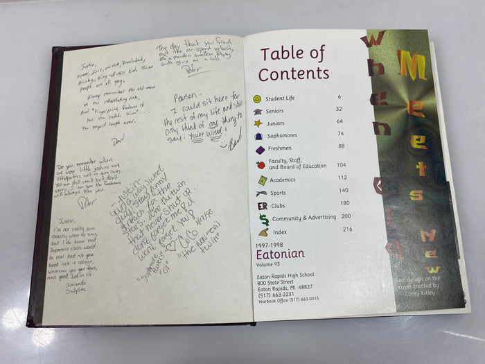 1998 Eaton Rapids High School Yearbook "Eatonian" Eaton Rapids Michigan HC