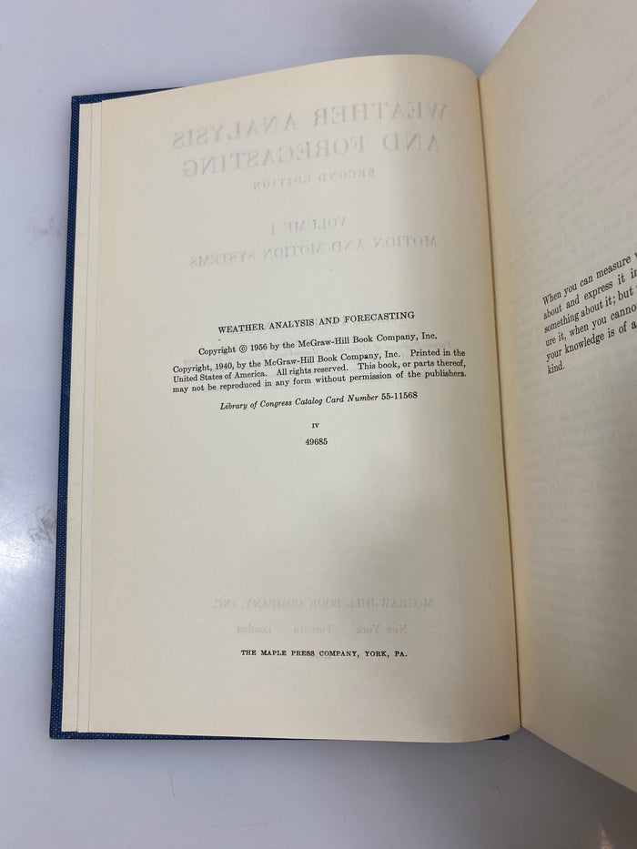 2 Vol. Weather Analysis and Forecasting Vol. I-II 1956 HC