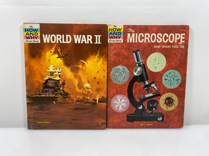 2 Vols The How & Why Wonder Books WWII, Microscope 1962-1969 HC