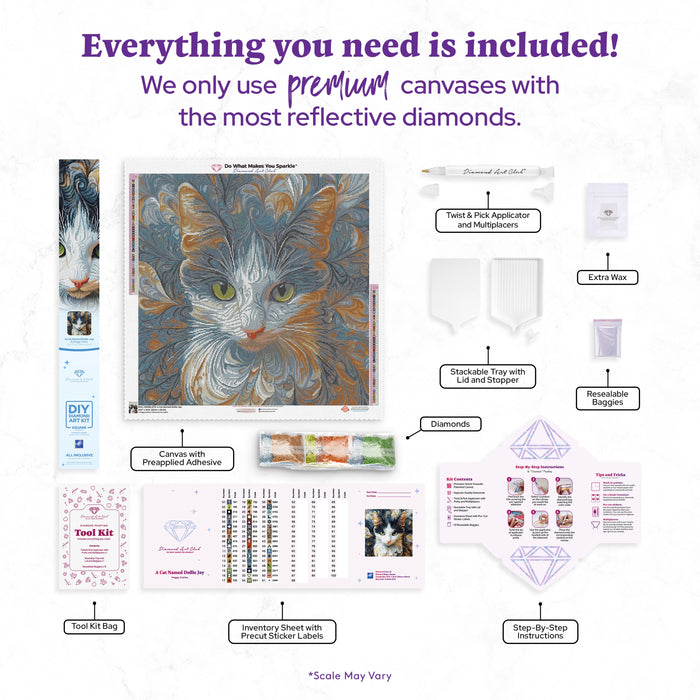 Diamond Painting A Cat Named Dollie Joy 25.6" x 25.6" (65cm x 65cm) / Square with 51 Colors including 2 ABs and 3 Fairy Dust Diamonds / 68,121