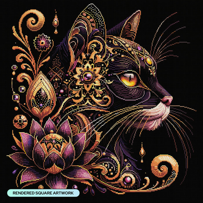 Diamond Painting A Cat Named Lotus 27.6" x 27.6" (69.9cm x 69.9cm) / Square with 79 Colors including 1 AB and 1 Iridescent Diamond and 3 Fairy Dust Diamonds / 78,961