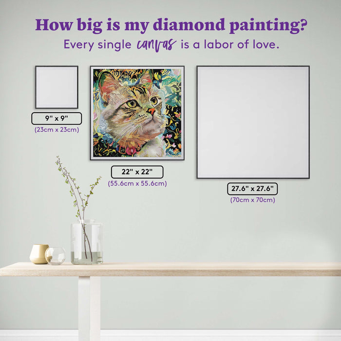 Diamond Painting A Cat Named Petunia 22" x 22" (55.6cm x 55.6cm) / Round with 97 Colors including 2 ABs and 3 Fairy Dust Diamonds / 40,804