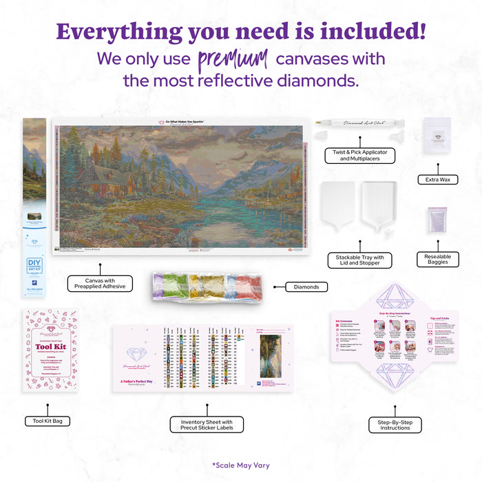 Diamond Painting A Father's Perfect Day 51.2" x 25.6" (129.9cm x 65cm) / Square With 86 Colors Including 3 ABs and 4 Fairy Dust Diamonds / 136,242