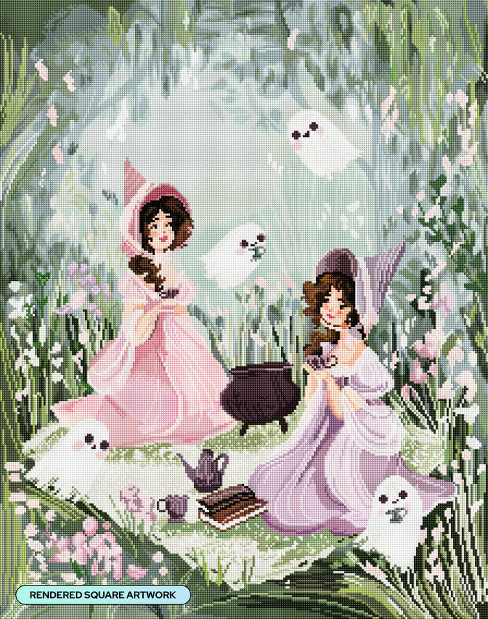 Diamond Painting A Ghostie Tea Party 22" x 28" (55.8cm x 70.7cm) / Square with 46 Colors including 1 AB and 4 Fairy Dust Diamonds / 63,616