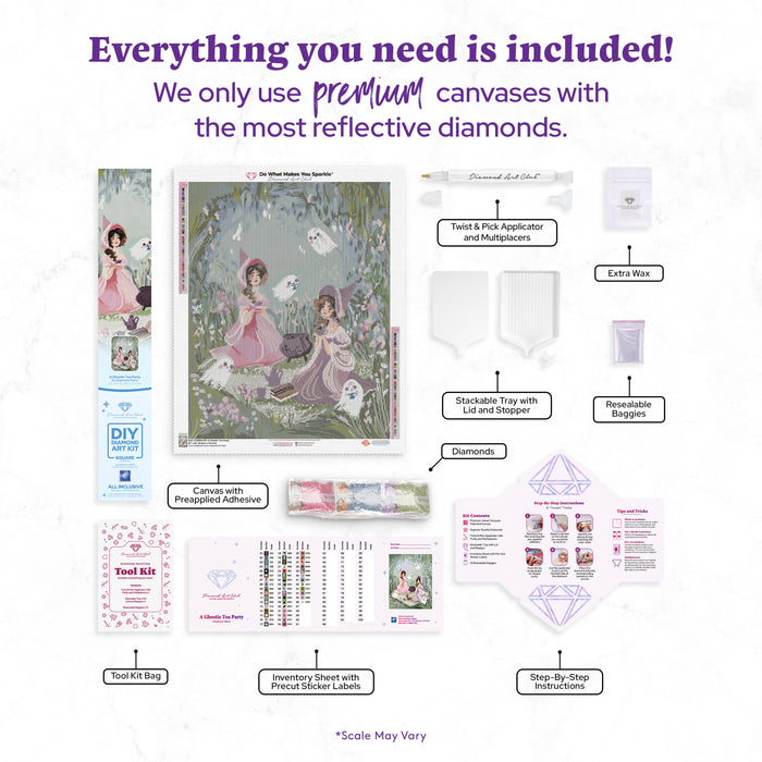 Diamond Painting A Ghostie Tea Party 22" x 28" (55.8cm x 70.7cm) / Square with 46 Colors including 1 AB and 4 Fairy Dust Diamonds / 63,616