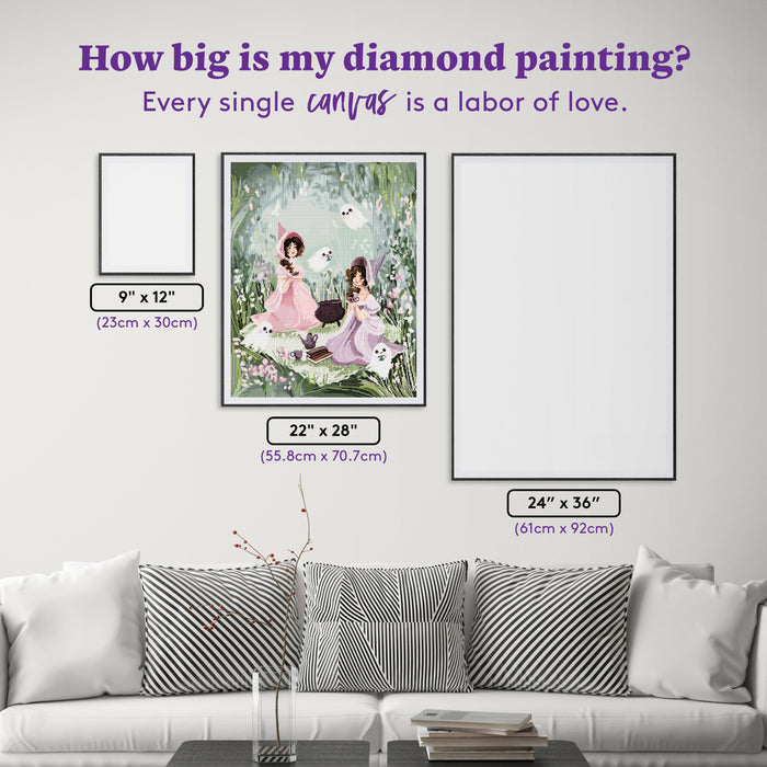 Diamond Painting A Ghostie Tea Party 22" x 28" (55.8cm x 70.7cm) / Square with 46 Colors including 1 AB and 4 Fairy Dust Diamonds / 63,616