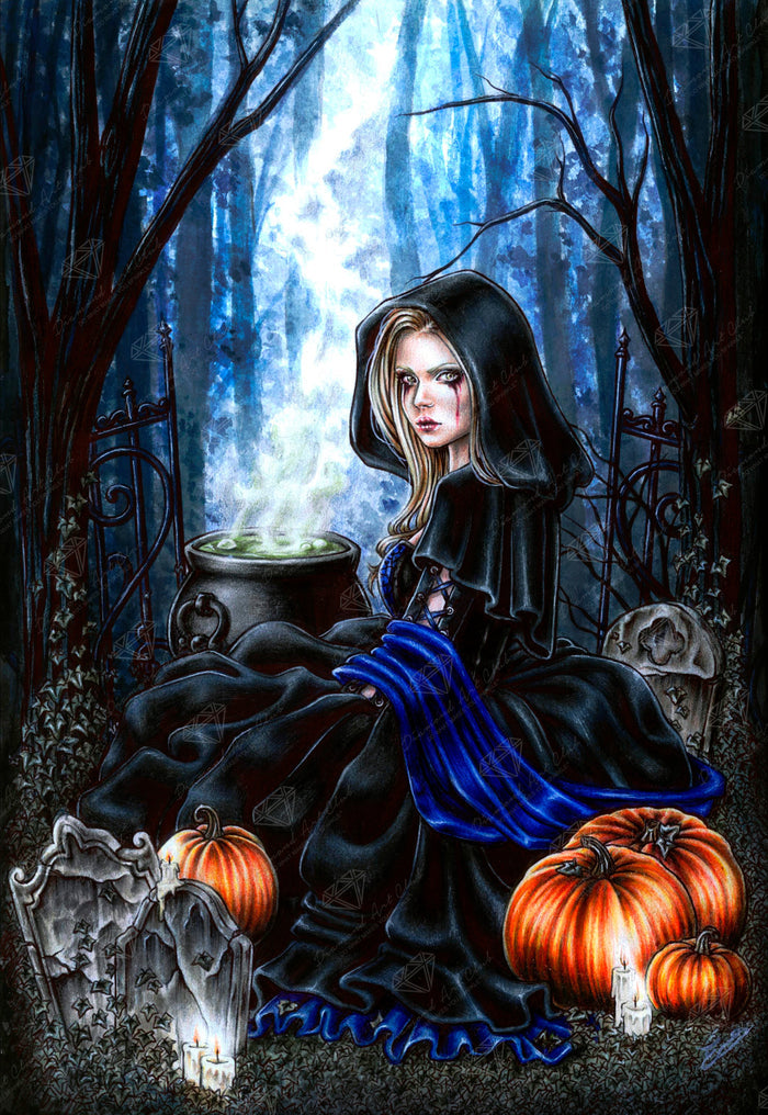 Diamond Painting A Samhain Night 22" x 32" (55.8cm x 81cm) / Square with 50 Colors including 4 ABs and 1 Fairy Dust Diamonds and 1 Iridescent Diamonds / 72,800