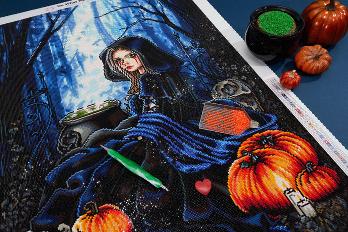 Diamond Painting A Samhain Night 22" x 32" (55.8cm x 81cm) / Square with 50 Colors including 4 ABs and 1 Fairy Dust Diamonds and 1 Iridescent Diamonds / 72,800