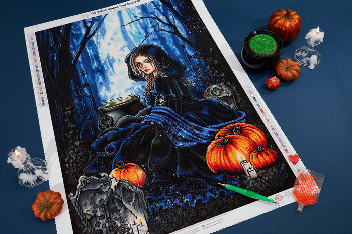 Diamond Painting A Samhain Night 22" x 32" (55.8cm x 81cm) / Square with 50 Colors including 4 ABs and 1 Fairy Dust Diamonds and 1 Iridescent Diamonds / 72,800
