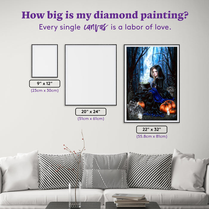 Diamond Painting A Samhain Night 22" x 32" (55.8cm x 81cm) / Square with 50 Colors including 4 ABs and 1 Fairy Dust Diamonds and 1 Iridescent Diamonds / 72,800