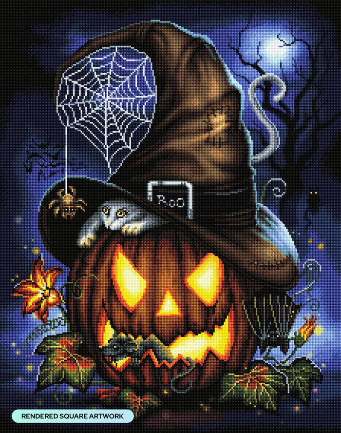 Diamond Painting A Spooktacular Night 22" x 28" (55.8cm x 70.7cm) / Square with 55 colors including 2 ABs and 2 Fairy Dust Diamonds / 63,616