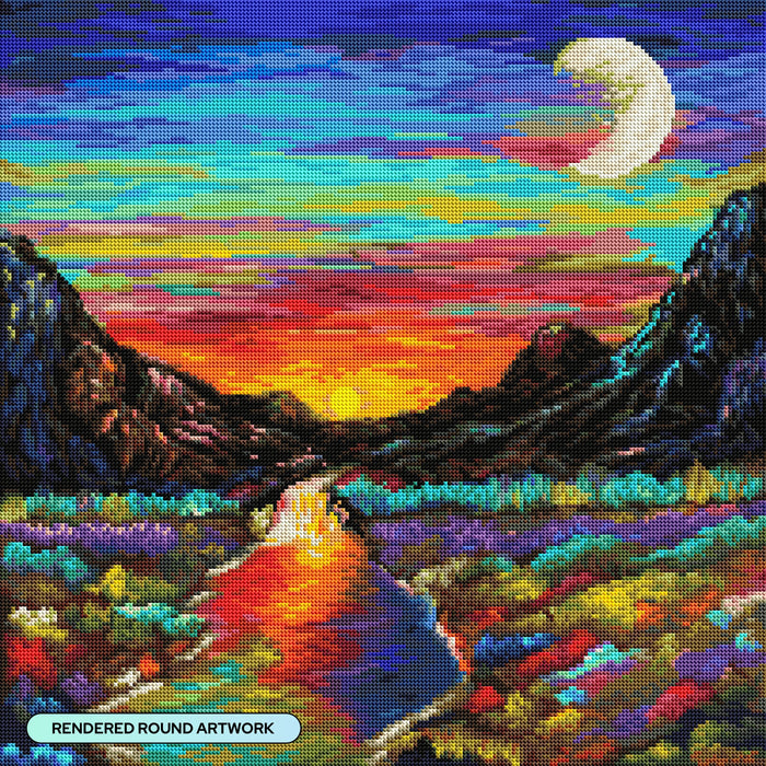 Diamond Painting A Stream of Beauty 22" x 22" (55.6cm x 55.6cm) / Round with 58 Colors including 1 AB and 4 Fairy Dust Diamonds / 40,804