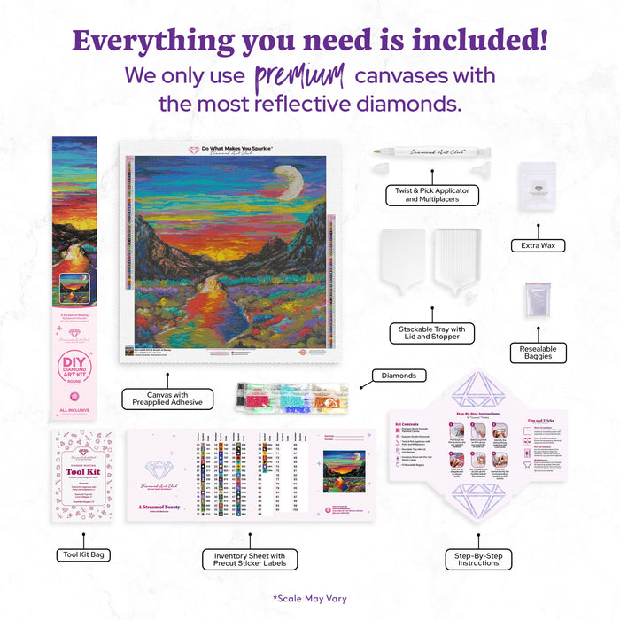 Diamond Painting A Stream of Beauty 22" x 22" (55.6cm x 55.6cm) / Round with 58 Colors including 1 AB and 4 Fairy Dust Diamonds / 40,804