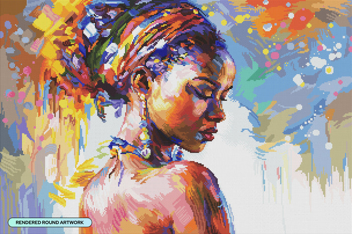 Diamond Painting African Beauty 33" x 22" (83.7cm x 55.6cm) / Round with 72 Colors including 2 ABs and 4 Fairy Dust Diamonds / 61,408