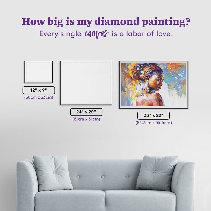Diamond Painting African Beauty 33" x 22" (83.7cm x 55.6cm) / Round with 72 Colors including 2 ABs and 4 Fairy Dust Diamonds / 61,408