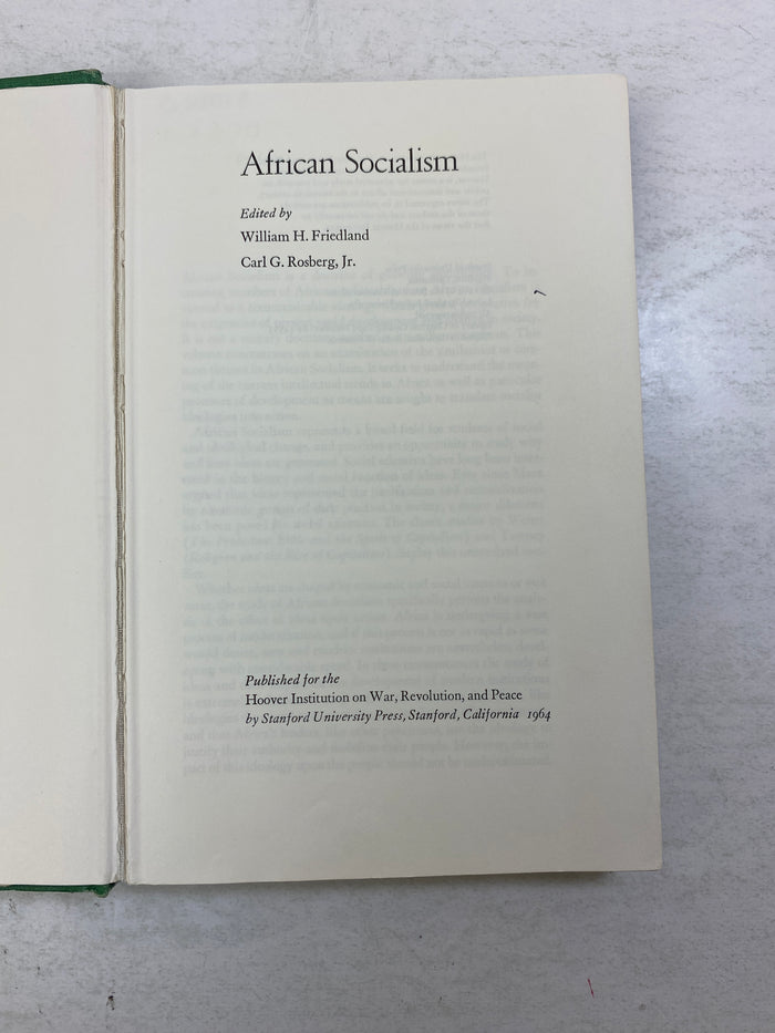 African Socialism by Friedland/Rosberg 1964 HC