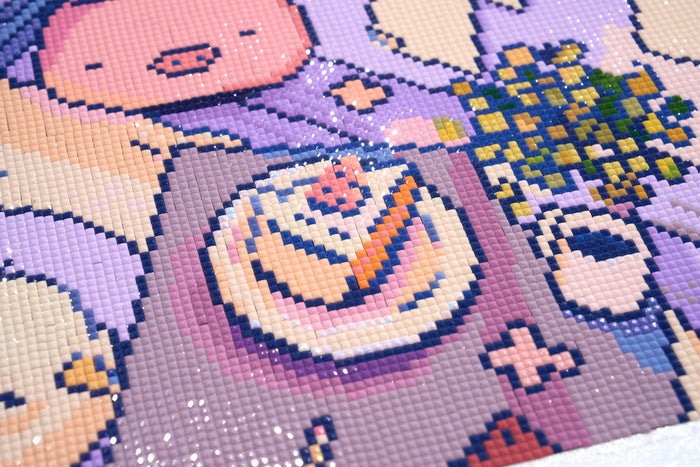 Diamond Painting Afternoon Tea 23.6" x 29.5" (60cm x 74.9cm) / Square With 72 Colors Including 2 ABs and 1 Frosted Diamond and 3 Fairy Dust Diamonds / 72,541