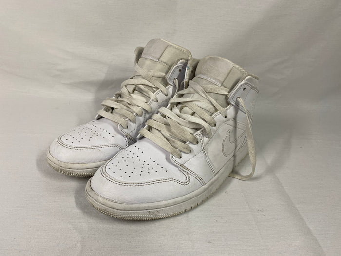 Nike Air Jordan 1 Mid Sneakers Triple White Men's Size 8.5