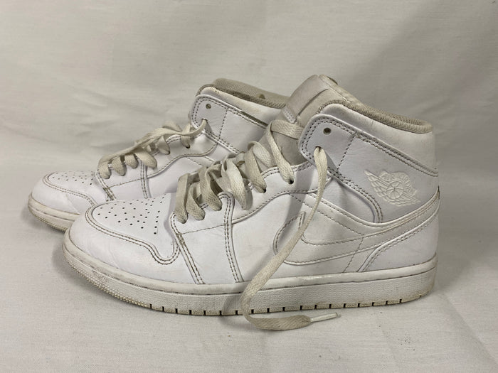 Nike Air Jordan 1 Mid Sneakers Triple White Men's Size 8.5