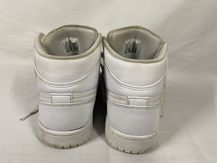 Nike Air Jordan 1 Mid Sneakers Triple White Men's Size 8.5