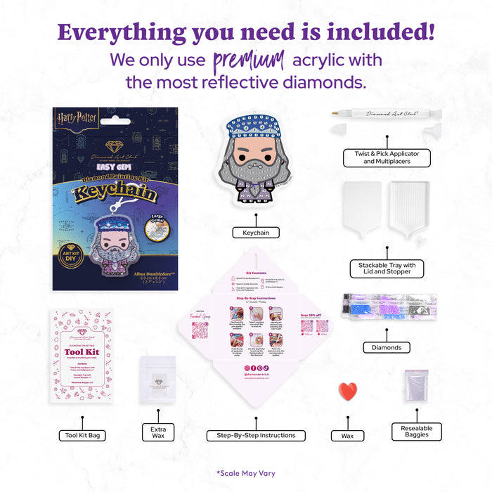 Diamond Painting Keychain - Albus Dumbledore 2.7" x 3.3" (6.9cm x 8.5cm) / Round With 6 Colors including 6 Iridescent Diamonds / 220