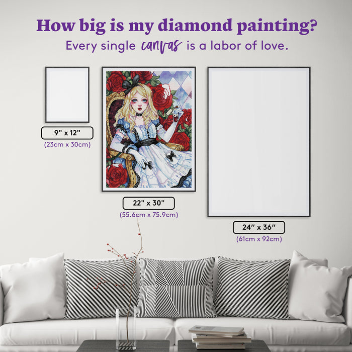 Diamond Painting Alice and Roses 22" x 30" (55.6cm x 75.9cm) / Round with 64 Colors including 2 ABs and 4 Fairy Dust Diamonds / 55,752