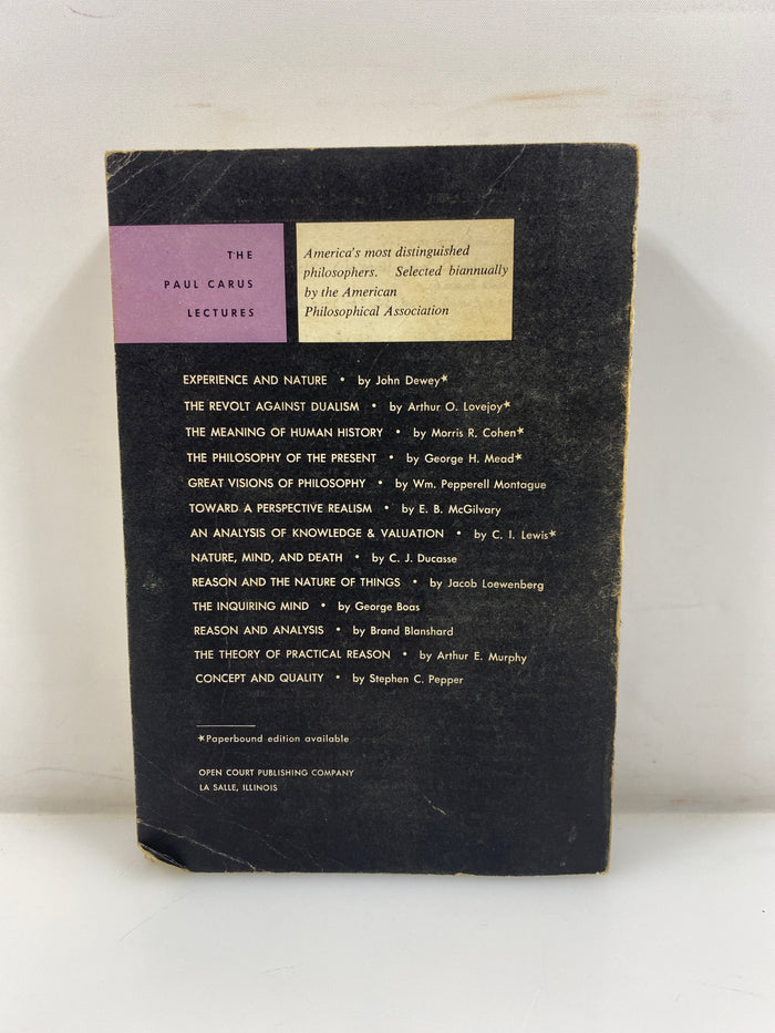 An Analysis of Knowledge & Valuation C.I. Lewis 1971 4th Print SC