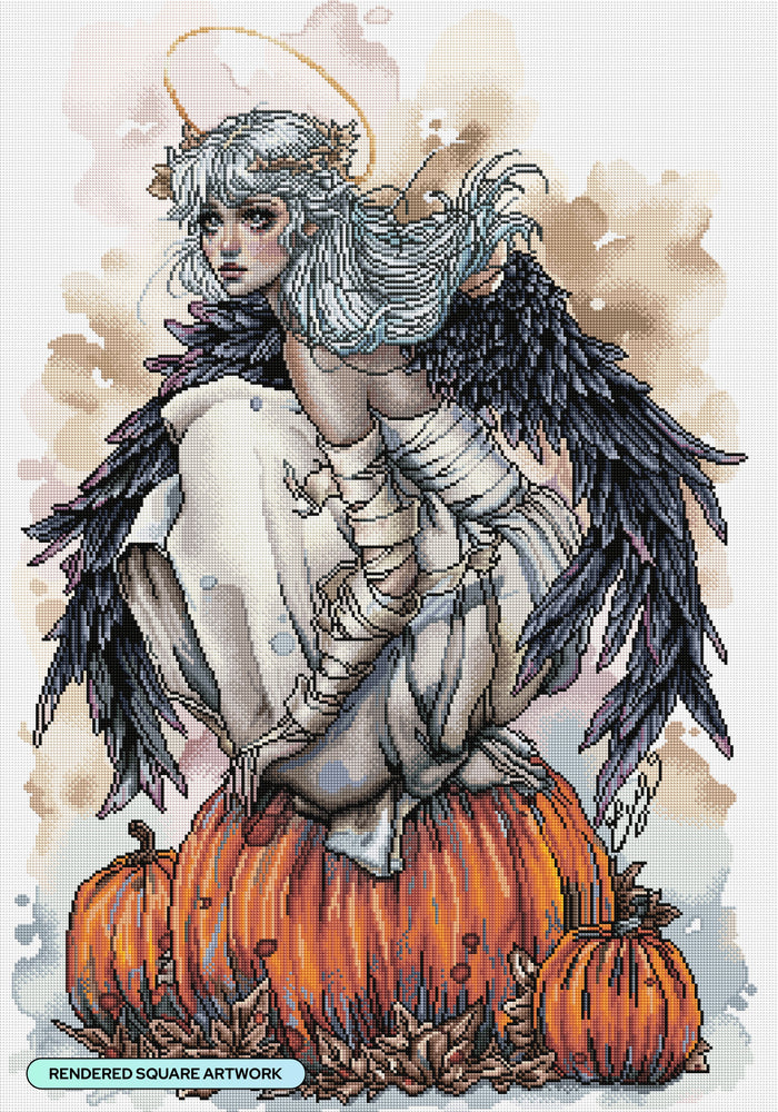 Diamond Painting An Angel on Halloween 25.6" x 36.6" (65cm x 92.8cm) / Square with 61 Colors including 2 ABs and 3 Fairy Dust Diamonds / 97,353