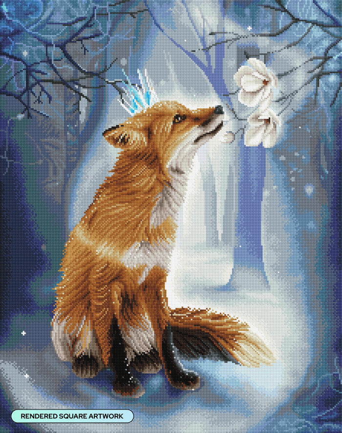 Diamond Painting Ancestral Snow Blossom 22" x 28" (55.8cm x 70.7cm) / Square with 52 Colors including 3 ABs and 3 Fairy Dust Diamonds / 63,616