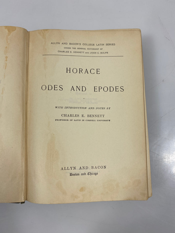 Antique Horace the Complete Works by Bennett Allyn Bacon 1901 SC