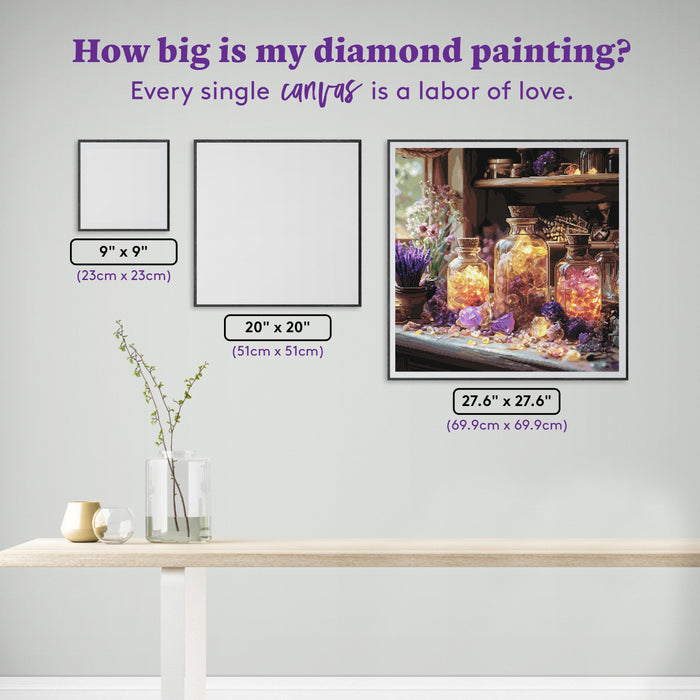 Diamond Painting Apothecary Shop 27.6" x 27.6" (69.9cm x 69.9cm) / Square with 94 Colors including 4 ABs and 1 Iridescent Diamond and 1 Frosted Diamond and 5 Fairy Dust Diamonds / 78,961