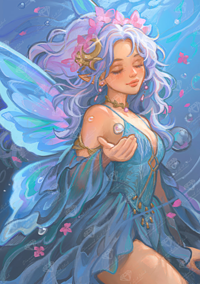 Diamond Painting Aquamarine Fairy 22" x 31" (55.6cm x 78.7cm) / Round With 76 Colors Including 3 ABs and 4 Fairy Dust Diamonds / 57,772