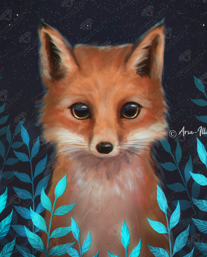 Diamond Painting Arctic Fox 13" x 16" (32.8cm x 40.6cm) / Round with 31 Colors including 2 ABs and 1 Fairy Dust Diamonds / 16,965