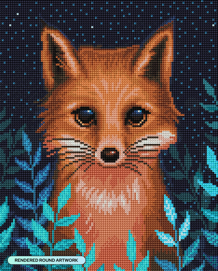 Diamond Painting Arctic Fox 13" x 16" (32.8cm x 40.6cm) / Round with 31 Colors including 2 ABs and 1 Fairy Dust Diamonds / 16,965