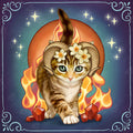 Diamond Painting Aries Zodiac Kitten 17" x 17" (42.7cm x 42.7cm) / Round with 44 Colors including 2 ABs and 3 Fairy Dust Diamonds / 24,025