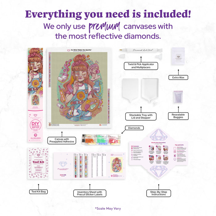 Diamond Painting Art Is Life 22" x 28" (55.6cm x 70.7cm) / Round With 52 Colors Including 4 ABs and 5 Fairy Dust Diamonds / 51,914