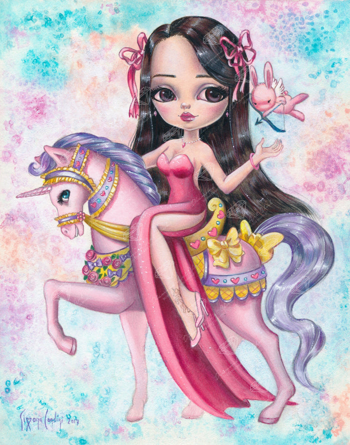 Diamond Painting Artemide and The Love Bunny 22" x 28″ (56cm x 71cm) / Square with 46 Colors including 2 ABs / 62,600