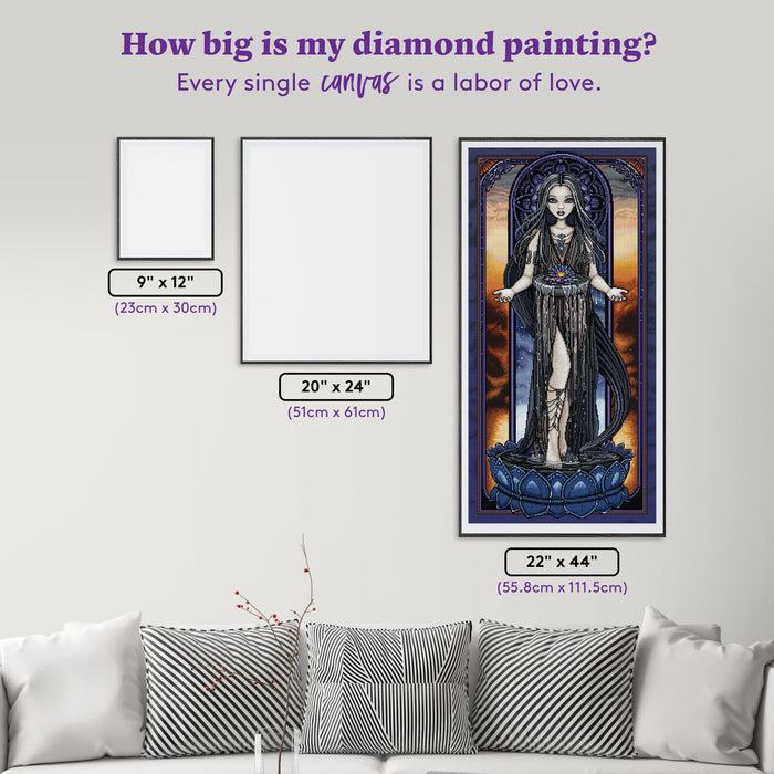 Diamond Painting Asana 22" x 44" (55.8cm x 111.5cm) / Square with 63 Colors including 3 ABs and 1 Electro Diamond and 1 Iridescent Diamond and 4 Fairy Dust Diamonds / 100,352