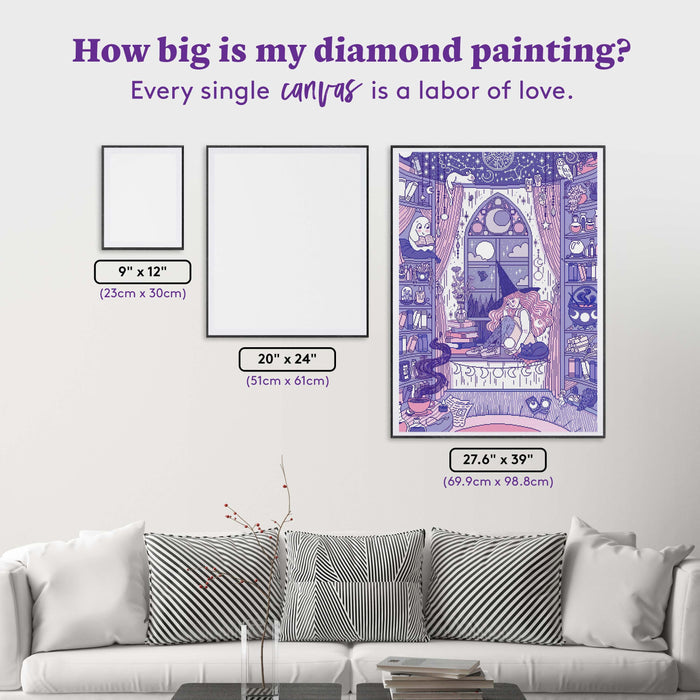 Diamond Painting Astronomy Witch 27.6" x 39" (69.9cm x 98.8cm) / Square with 21 Colors including 2 ABs and 1 Frosted Diamond and 1 Fairy Dust Diamond / 111,557