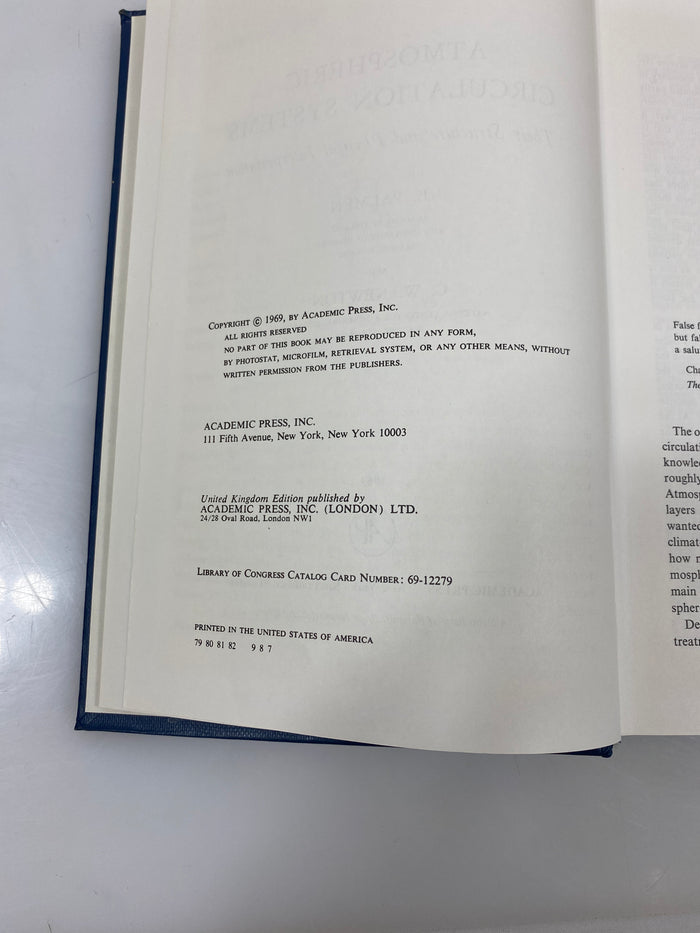 Atmospheric Circulation Systems by Palmen/Newton 1969 HC