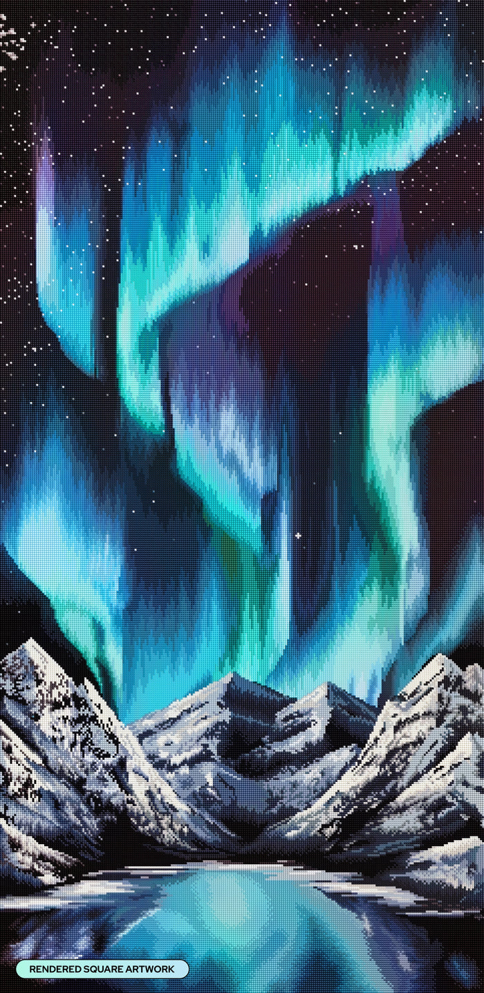 Diamond Painting Aurora Glacier 23.6" x 48.4" (60cm x 123cm) / Square with 54 Colors including 2 ABs and 3 Fairy Dust Diamonds / 119,054