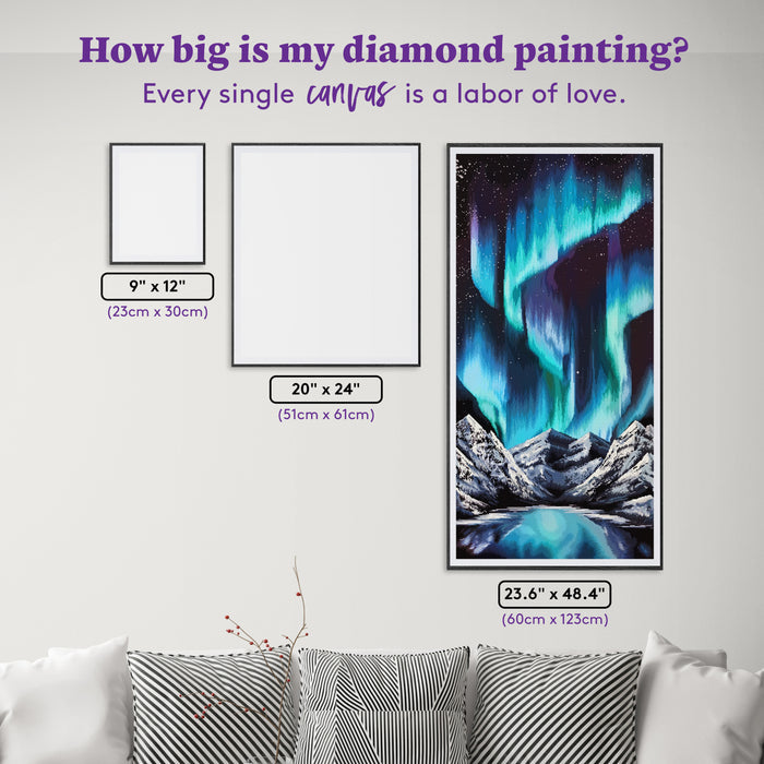 Diamond Painting Aurora Glacier 23.6" x 48.4" (60cm x 123cm) / Square with 54 Colors including 2 ABs and 3 Fairy Dust Diamonds / 119,054