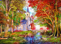 Diamond Painting Autumn Chapel 38.6" x 27.6" (97.8cm x 69.9cm) / Square with 92 Colors including 3 ABs and 4 Fairy Dust Diamonds / 110,433