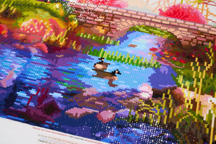 Diamond Painting Autumn Chapel 38.6" x 27.6" (97.8cm x 69.9cm) / Square with 92 Colors including 3 ABs and 4 Fairy Dust Diamonds / 110,433