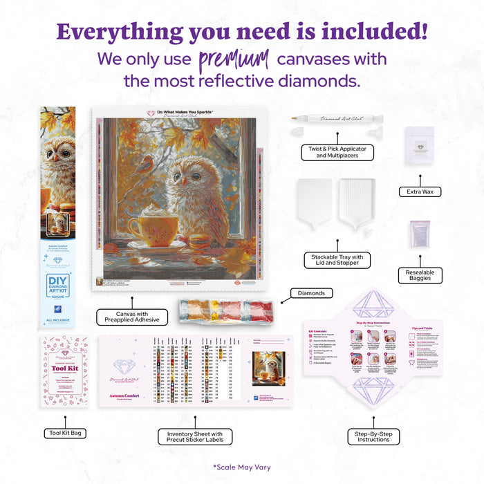 Diamond Painting Autumn Comfort 22" x 23" (55.8cm x 58.8cm) / Square with 73 Colors including 2 ABs and 2 Fairy Dust Diamonds / 52,864