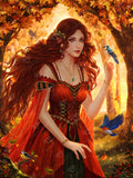 Diamond Painting Autumn Fairy 25.6" x 34.3" (65cm x 86.9cm) / Square with 72 Colors including 2 ABs and 6 Fairy Dust Diamonds / 91,089