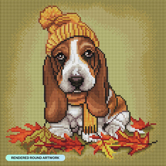 Diamond Painting Autumn Leaves-AMZ 13" x 13" (32.8cm x 32.8cm) / Round with 32 Colors including 2 ABs and 2 Fairy Dust Diamonds / 13,689