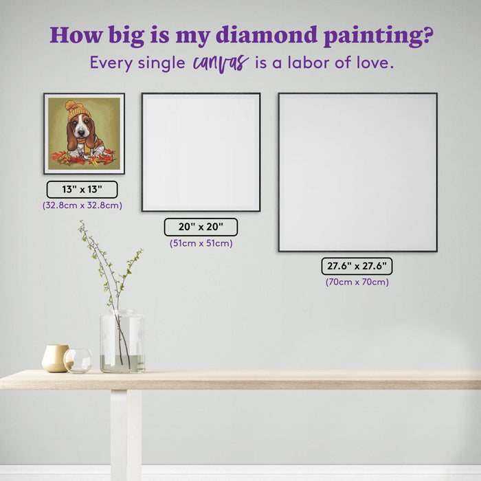 Diamond Painting Autumn Leaves-AMZ 13" x 13" (32.8cm x 32.8cm) / Round with 32 Colors including 2 ABs and 2 Fairy Dust Diamonds / 13,689